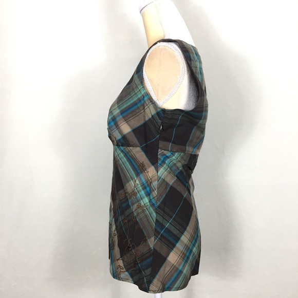 Vintage 90s y2k milkmaid fairycore cotton plaid top cottagecore - Picture 3 of 7
